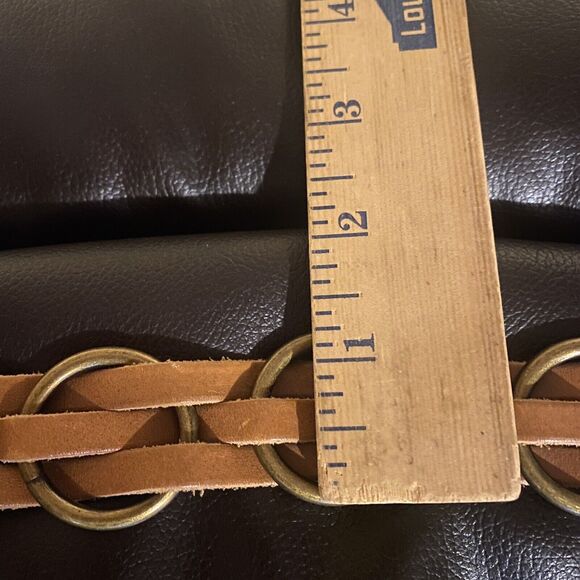 Brown Leather Woven Belt Large - Picture 4 of 6